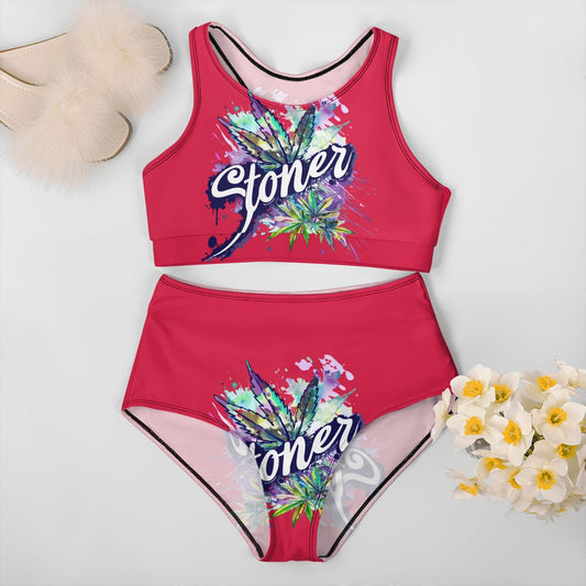 Pink Stoner Women's High Waisted Bikini